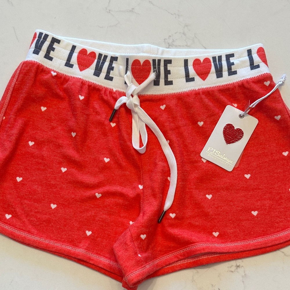 PJ Salvage Cherry Red Heart Print Shorts